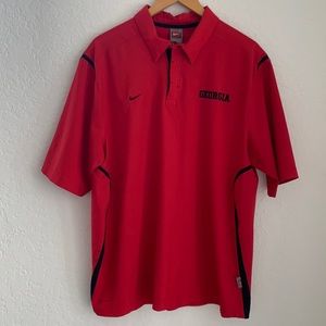 Univ of GA Nike Team Dri Fist Short Sleeve Shirt Sz L NEW Red Black Mens